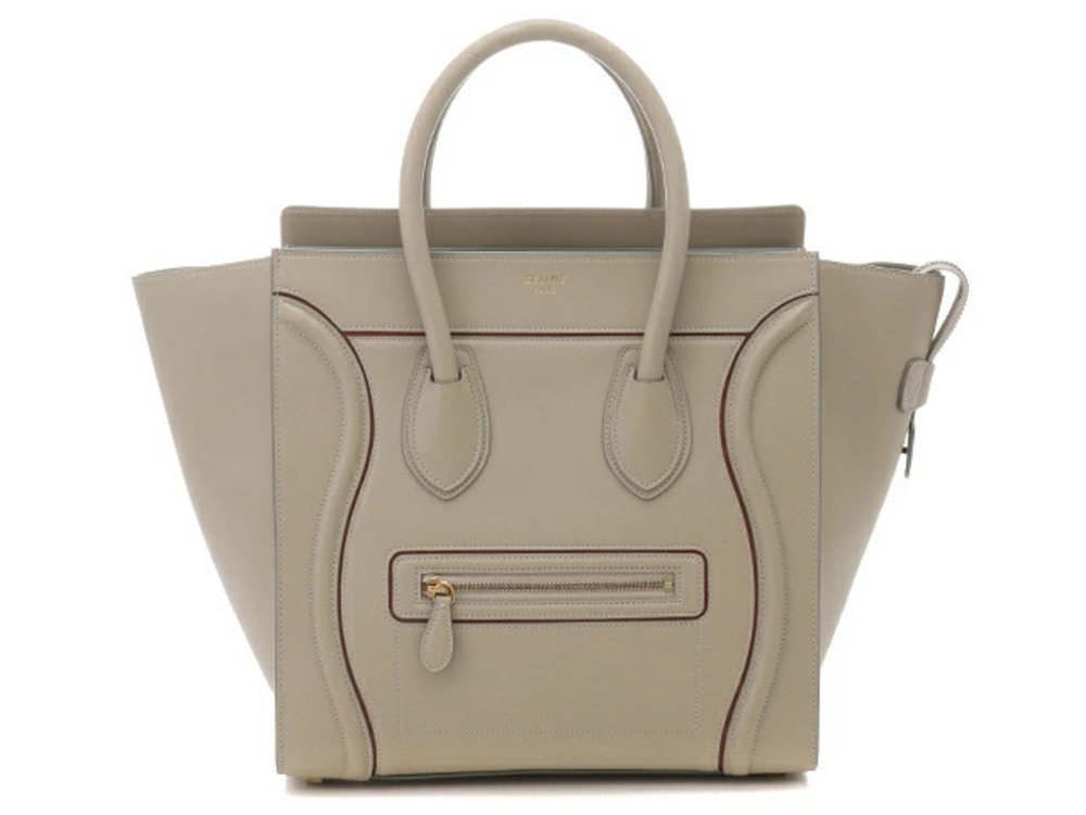 Celine Luggage Tote Tote Bag Shopper Calfskin Quartz Greige Gray
